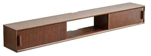 FAJNUZI2024 Lowboard Hängend Moderner schwebender TV-Wandständer aus Buche, schwebender TV-Schrank in Walnussfarbe mit Schiebetür for Unterfernseher, robuste Wohnzimmermöbel ﻿ TV Schrank(150cm)