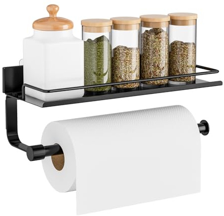 ZDDLOINP Porta Rotolo Da Cucina, Autoadesivo Portarotolo Da Parete Senza Forature, Portasciugamani Con Ripiano Portaoggetti per Cucina E Bagno
