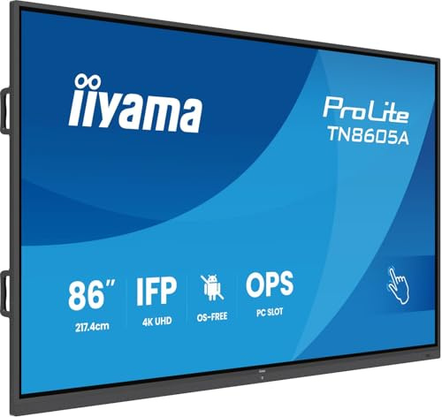 iiyama Prolite TN8605A-B1AG 217.4cm 85.6 IPS LED Touch-Display 4K UHD 40 Touchpunkte DeepContrast-IR+ VGA HDMI (CEC/ARC) DP USB-C (65W, DP-Alt) USB2.0/3.0 RS-232c RJ45 OPS OS-Free Pip/PbP AntiGlare