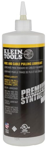 Klein Tools 51010 Wax Lubricant, Made in USA, Premium Synthetic Wax Wire and Cable Pulling Lubricant, 1-Quart Squeeze Bottle
