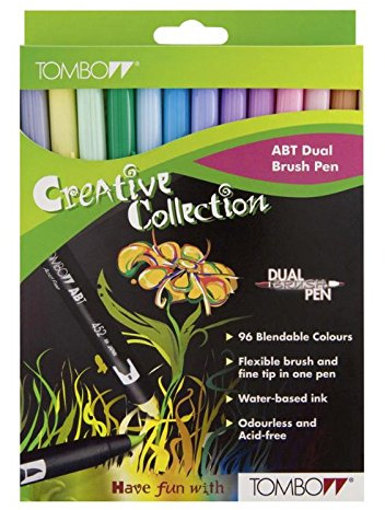 Tombow ABT-12C-2 Fasermaler Dual Brush Pen mit zwei Spitzen, 12-er Set, pastellfarben