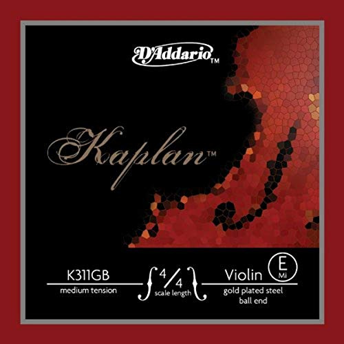 D'Addario Kaplan vergoldete Violinensaite - Einzelsaite E - K311GB 4/4M - Violinsaiten - 4/4 Skala, Mittlere Spannung, Kugelende