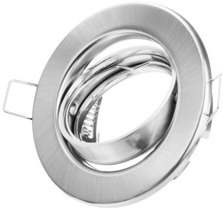 LED und Halogen Metall Einbaurahmen rund schwenkbar chromfarben gebürstet inkl. GU10 Fassung