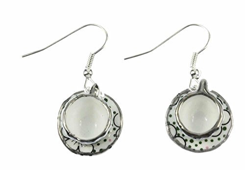 Miniblings Tassen Ohrringe Teetasse Kaffeetasse Tee Porzellan Punkte - Handmade Modeschmuck I Ohrhänger Ohrschmuck versilbert