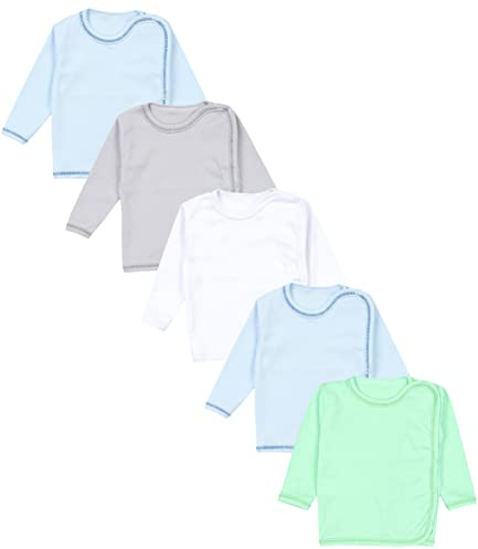 TupTam Unisex Baby Wickelshirt Langarm 5er Pack, Farbe: Junge, Größe: 68
