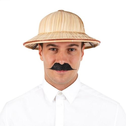 P'TIT CLOWN - 58131 - Chapeau de Paille style Colonial - Accessoire de Déguisement - Pour Carnaval, Fêtes à Thèmes, Soirées Costumées, Nouvel An, Halloween, Manga, Cosplay - Beige - Adulte Unisexe