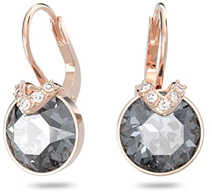 Swarovski Bella V Drop-Ohrhänger, Rundschliff, Grau, Roségold-Legierungsschicht