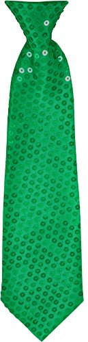 Party Factory Pailletten Krawatte, grün Glitzer, 37cm, für Damen und Herren, Glamour Accessoire, Halsbinder für Karneval