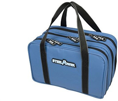 DAM STEELPOWER Blue Ködertasche, wasserfestes Material, clevere Köderaufnahmen in den äußeren Fächern, Hauptfach mit Köderbox