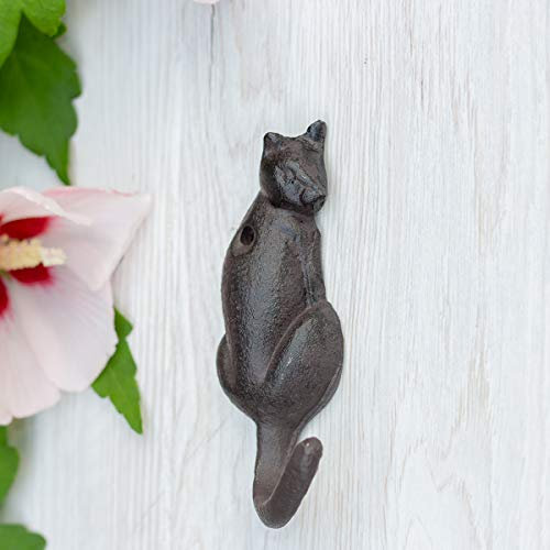Antikas - Garderobenhaken, Kleiderhaken als Katze, Handtuchhalter, Haken aus Gusseisen