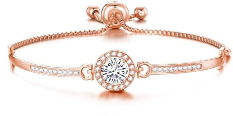 Philip Jones Rose Gold Plated Halo Friendship Bracelet Created with Zircondia® Crystals