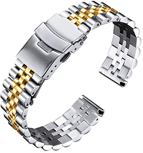 BINLUN Edelstahl Uhrenarmband Metall Uhrenarmbänder für Herren Damen Metallarmband mit Sicherheitsverschluss 18mm 20mm 22mm 24mm 26mm Armband in Gold, Silber, Schwarz, Roségold, Zwei Ton