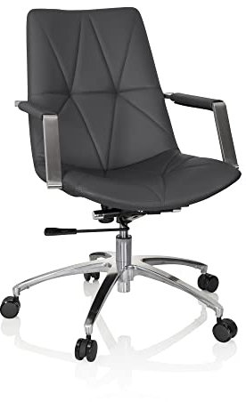 hjh OFFICE 670981 Drehstuhl SARANTO II PU Anthrazit Sessel im Retro-Look mit Rollen, höhenverstellbar, Kunstlederbezug