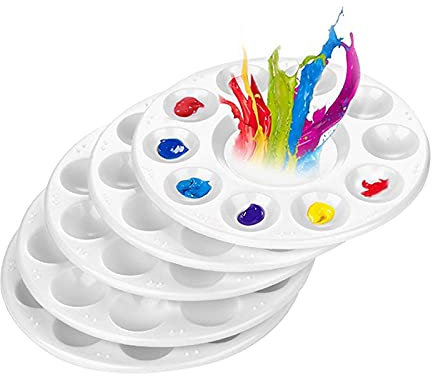 Palette de peinture 5 pièces rondes en plastique pour adultes Blanc
