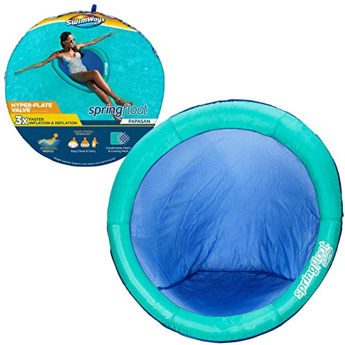 SwimWays Spring Float Papasan Pool Liege mit Hyperflate Ventil, Aufblasbarer Pool Float, Aqua
