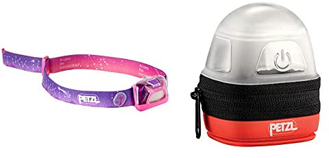 PETZL Mädchen Tikkid Stirnlampe, Rosa, Uni & Erwachsene Noctilight Stirnlampe Schutzhülle, One Size, Schwarz/Orange