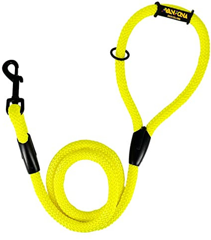 Guinzaglio per addestramento classico per cani, corda in nylon, prodotto in Spagna, per cani di piccola, media e grande taglia. 120CM. Giallo.