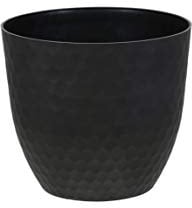 Gardenesque Recycled Plastic Plant Pot | Metallic Effect Decorative Plant Pot | 4 Drainage Holes | W30cm x H27.5cm | Lightweight Hammered Planter (Black, 1)