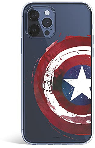 LA CASA DE LAS CARCASAS Schutzhülle für iPhone 13 Pro, offizielles Marvel, Kapitän Amerika, transparent, Marvel