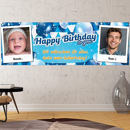 Geburtstags Banner - personalisiert mit Deinen Texten & Fotos | XL - Format (Layout 6)