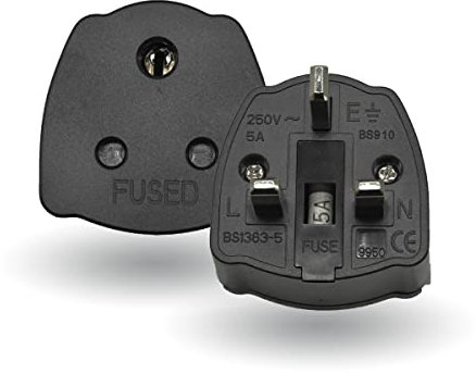 2-PACK Indian to UK Plug Adapter,SHUOMAO 3 Pin Indian to UK Plug Adaptor,India/Pakistan/Sri Lanka to UK Converter Plug Travel Adaptor with 5A Fuse,for Type D Appliance,Black