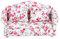 Mini Sofa Puppenhaus, Puppenhaus Dekoration Zubehör Blumenmuster Mini Möbel Doppelsofa für Puppe im Maßstab 1/12 kleine Blütentrauben Puppen & Plüschtiere