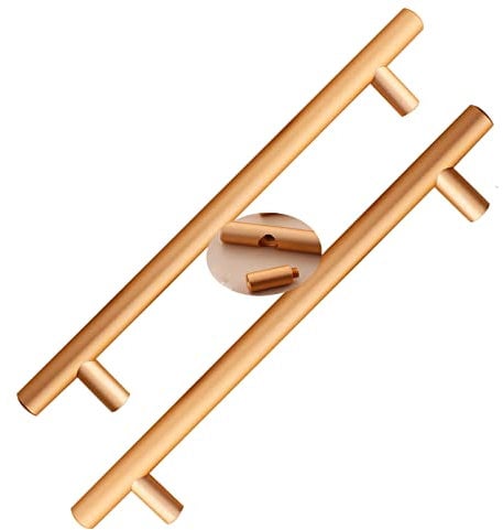 2pcs Cabinet Pulls Aluminum Alloy Drawer Handles Rose Gold Kitchen Knobs T Bar,Cupboard knockers Bedroom Knob Knobber for Dresser Wardrobe Door Levers,Furniture Hardware (Hole Distance 320mm)