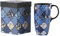 Topadorn Keramik-Kaffeetasse, Reisebecher mit Deckel, Geschenk, 500 ml, Porzellan, hohe Teetasse mit Griff für Zuhause und Büro, blaue Blumen-Kunst-Muster-Tasse mit Geschenk-Box, 16,5 cm H