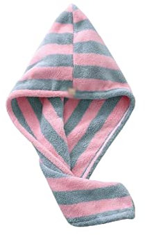 XTYPE Toalla de microfibra con turbante de rayas de secado rápido, toalla gruesa absorbente para el cabello seco, productos de baño para el hogar