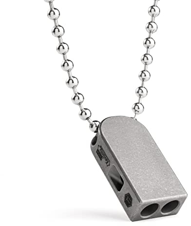 KeyUnity Trillerpfeife,Signalpfeife pfeifen Laut Notfall,Zweirohr-Trillerpfeifen Titan Metall Notfallpfeife mit Schlüsselanhänger & Kette, Schiedsrichter Outdoor Notfall Survival