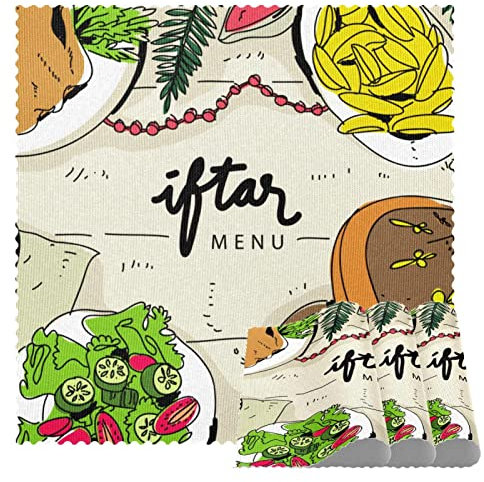 Manteles individuales cuadrados resistentes al calor Iftar Ramadhan Menú comida en tajine tradicional
