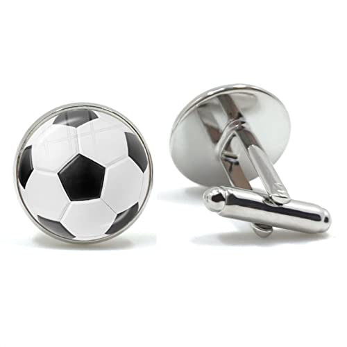 1 Paar Hochzeit Manschettenknöpfe für Herren Golf Ball Runde Glas Manschettenknöpfe Männer Manschettenknöpfe Geschenk-Fußball