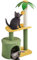 Yaheetech Kokospalme Katzenbaum, 94 cm Moderner Kleiner Kratzbaum Kletterbaum für Kätzchen, mit Katzenhöhle Plattform Sisalstämme, Grün-Gelb