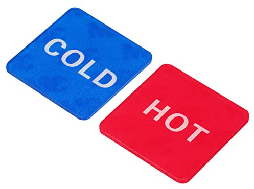 PATIKIL 2 Paar / 4 Stück Self Stick Heiß/Kaltwasser Etikett Acryl Quadrat Aufkleber Schilder für Wasserhähne Waschbecken Rot Blau