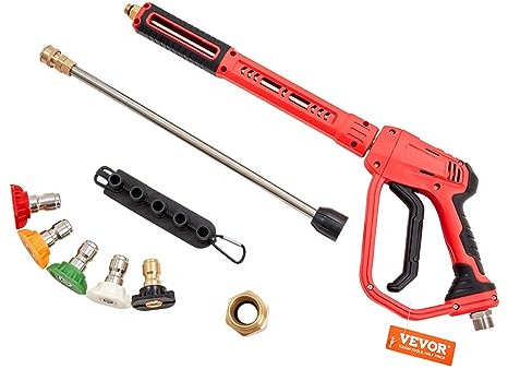VEVOR Pistola di Pulizia ad Alta Pressione Ugelli, Pistola per Lavaggio ad Alta Pressione 4000 PSI M22-14 Connettore di Uscita 1/4 Pollici Connettore Rapido per Pulizia Auto, 5 Ugelli, Kit di Pulizia