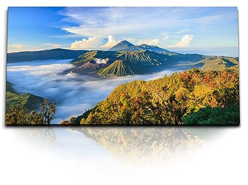 Paul Sinus Kunstdruck Bilder 120x60cm Bromo Vulkan in Indonesien Natur Sonnenuntergang