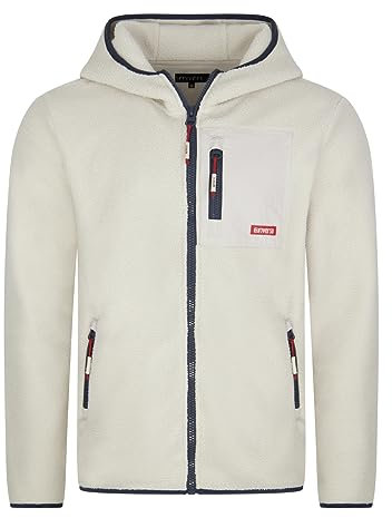 riverso Fleecejacke Herren mit Kapuze Regular Fit RIVHenning Teddyfleece Kapuzenjacke Winterjacke Übergangsjacke Stehkragen, Größe:XL, Farbe:Birch Beige