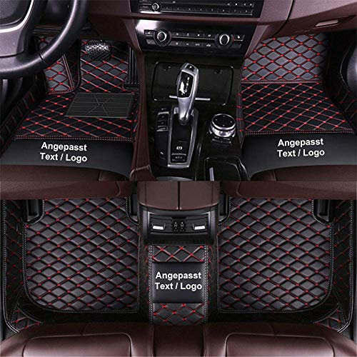 Anpassen Fußmatten für Mercedes A/B/C/E/G/S/R/V-Class CL GL SL EQ AMG,PU-Leder Allwetter wasserdichte rutschfeste Auto Fussmatten Set (Schwarz Rot)