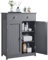Yaheetech Armadietto da Bagno Autoportante, Mobile da Terra con Ripiano Regolabile, 80 x 60 x 30 cm, Mobiletto in Legno con 2 Ante e Cassetto, Armadio da Ingresso Portaoggetti (Grigio Scuro)