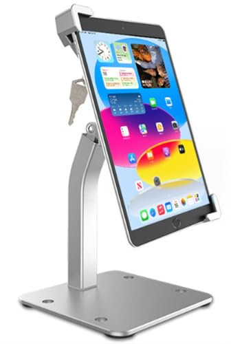Cuxwill Supporto Tablet Desktop Chiosco Antifurto per 9-14 iPad, Alluminio Porta tablet aziendale POS con lucchetto di sicurezza e chiave per vendita al dettaglio, per iPad 12.9 10.5 9.7 10th 9th 8th