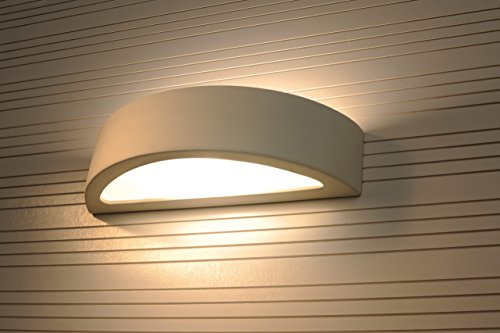 MiaLux Wandbeleuchtung GAMMA LED 3000K – Moderne Wandleuchte aus Keramik – Wandlampe Innen – E27-Fassung – Glühbirne Enthalten – Wandleuchte Innen – 40,5x14,5x10 cm