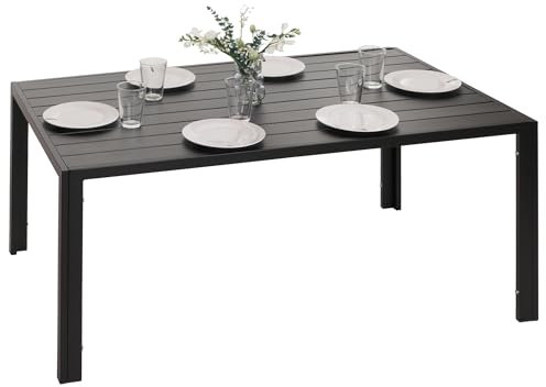 Mendler Alu-Esstisch HWC-N40, Tisch Bistrotisch Gartentisch Balkontisch, wetterfest 140x80cm - anthrazit