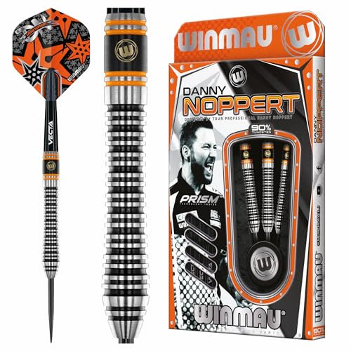 WINMAU Danny Noppert Signature Edition 2.0 21 Gramm Professionelles Steeldart-Tungsten-Dart-Set mit Flights und Schäften (Stems)