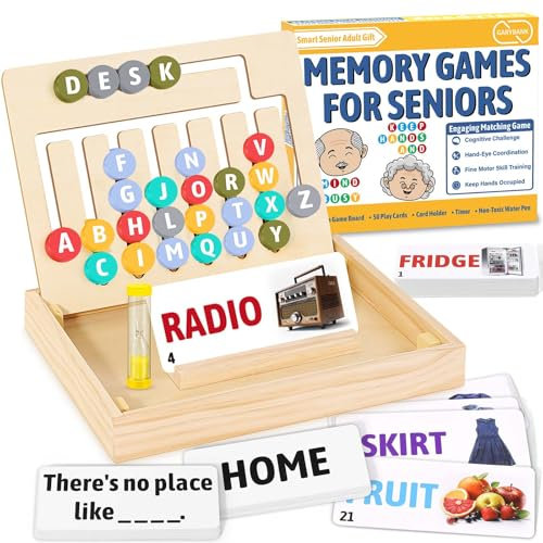 Garybank Slide Puzzle Spiele Demenz Aktivitäten für Senioren, Holz Alzheimer Produkte für ältere Menschen, Großes Stück Memory Matching Spiele für Erwachsene, Großes Stück für Demenz Senioren