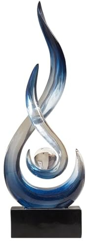 XYQXYQ Moderne abstrakte Kunst-Tischdekoration, Flammenstatue aus Harz, moderne blaue Tafelaufsatz, Ornamente für Wohnzimmer, tolle Geschenkidee, Heimdekoration, Sammlerstücke