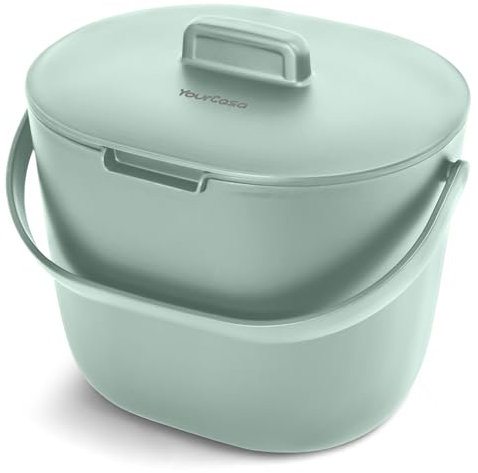 YourCasa Biomülleimer Küche 3,6L - Komposteimer für alltäglichen Biomüll Behälter Spülmaschinenfest - Geruchsdicht mit Sieb & ergonomischen Griff - Bio Mülleimer Klein Komposter Bioeimer (Mint)