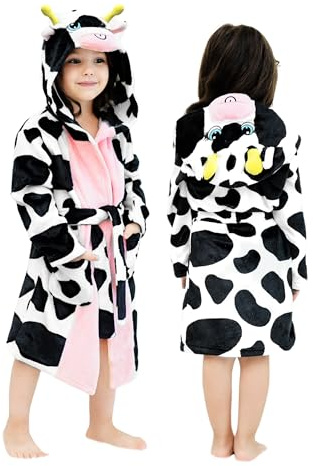 LOLANTA Bambini Caldo Morbido Accappatoio Animale, Loungewear in Pile Soffice con Cappuccio, 2-8 Anni