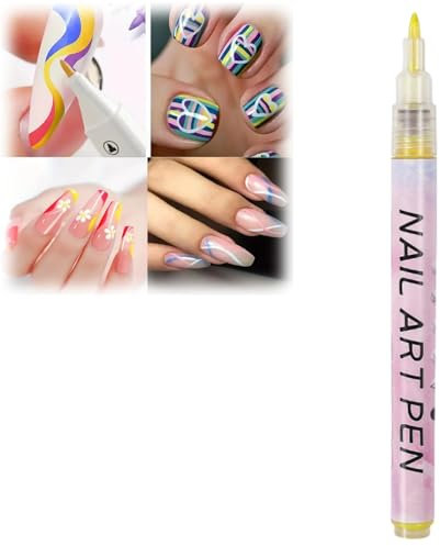 Nail Art Pens Set,Nail Point Graffiti Dotting Pen,Nail Drawing Pen,Drawing Painting Liner Brush for DIY Nail Art,Waterproof Nail Polish Pens,Quick-Drying Nail Point Graffiti Dotting Liner Pen(yellow)
