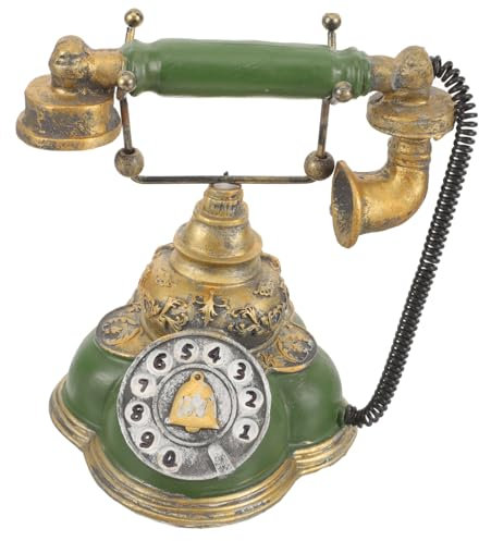 VINTORKY Retro Telephone Ornaments Vintage Resin Decor for Rustic Home Office Antique Rotary Phone Model for Living Bedroom Display