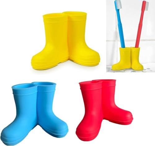 KOMUNJ 3 Packs Regenstiefel Zahnbürstenhalter Silikon Zahnbürstenhalter Netter Stiefel-Design, Zahnbürstenhalter für Kinder, Sicherheitsrasiererständer Mehrzweck-Badezimmerzubehör